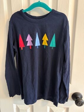 Primary Kids Long-Sleeve Navy Tee with trees